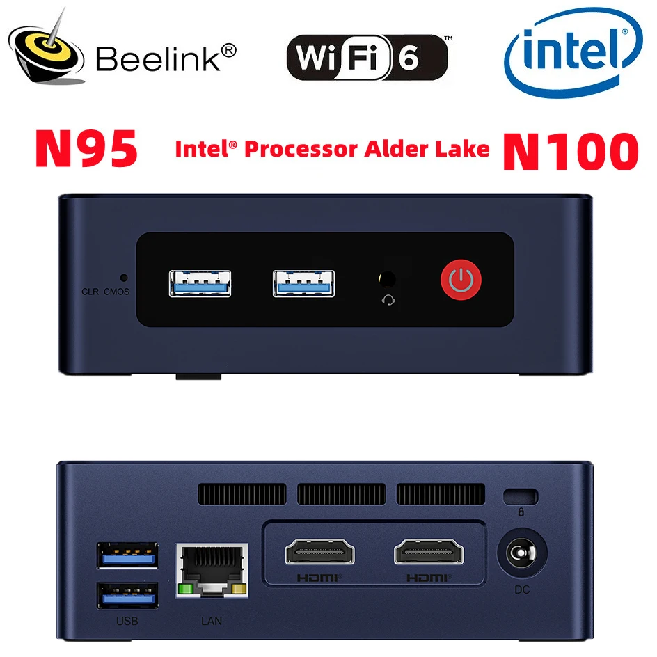 ใหม่เอี่ยม S12ขนาดเล็ก Beelink 12th คอมพิวเตอร์ขนาดเล็ก Intel Alder Lake-N95 3.4GHz WIFI 5 Bluetooth DDR4 8GB 256GB SSD Office NUC Desktop