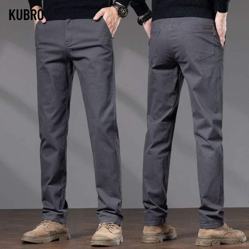 

Autumn Men's Casual Pants Classic Straight Elastic Solid Color Business Male Trousers Fashionable Soft Comfortable Clothes Pants