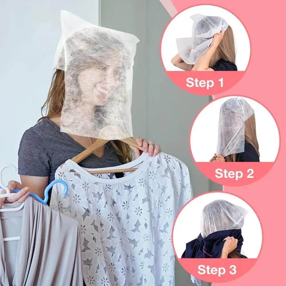 100-個使い捨てフェイスメイクプロテクターフード通気性ソフトメイク衣類プロテクター無臭不織布化粧品フェイスカバー