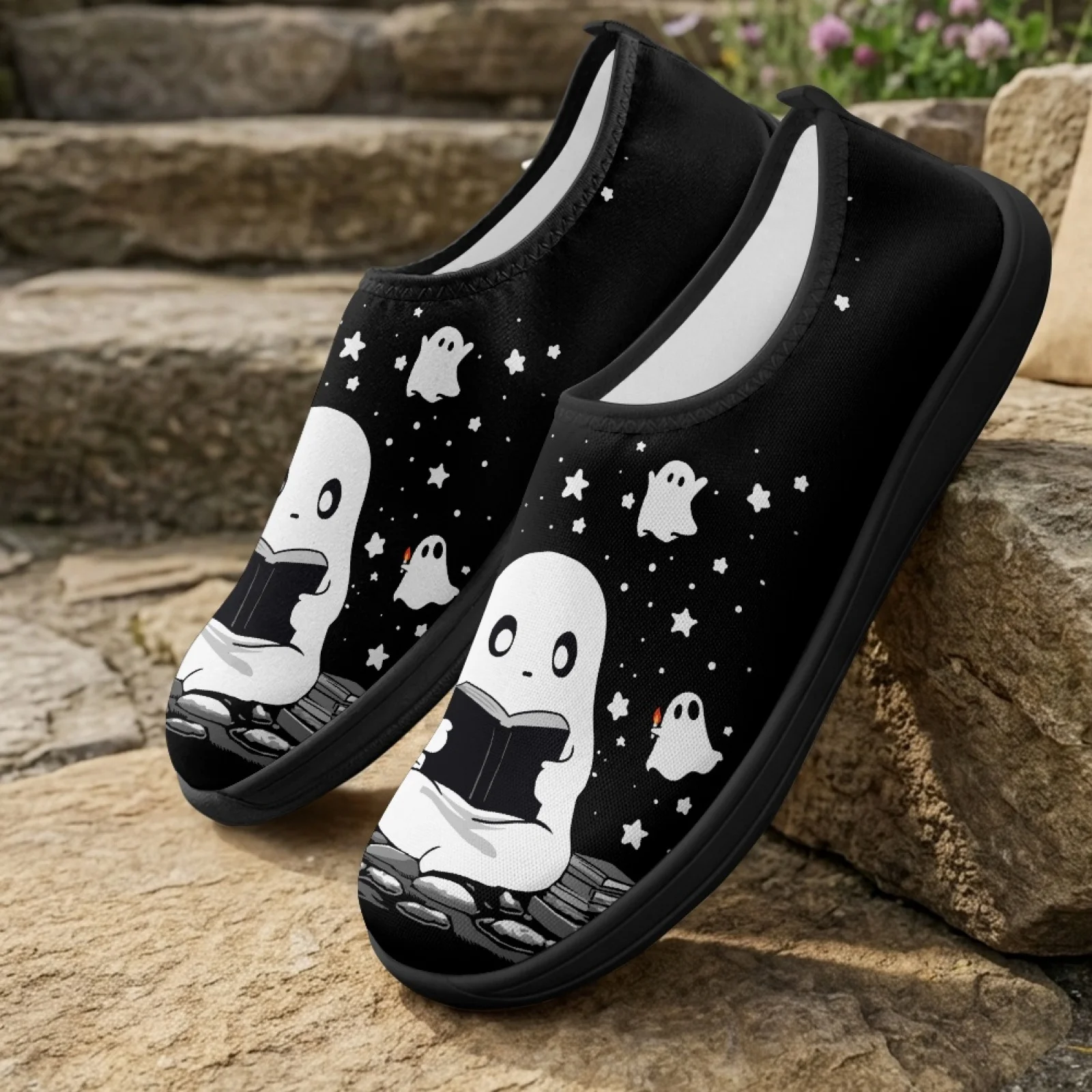 PENSTROLL Slip On Casual Sneakers Wide Width Walking Flats for Summer Men Ghost Reading New Design