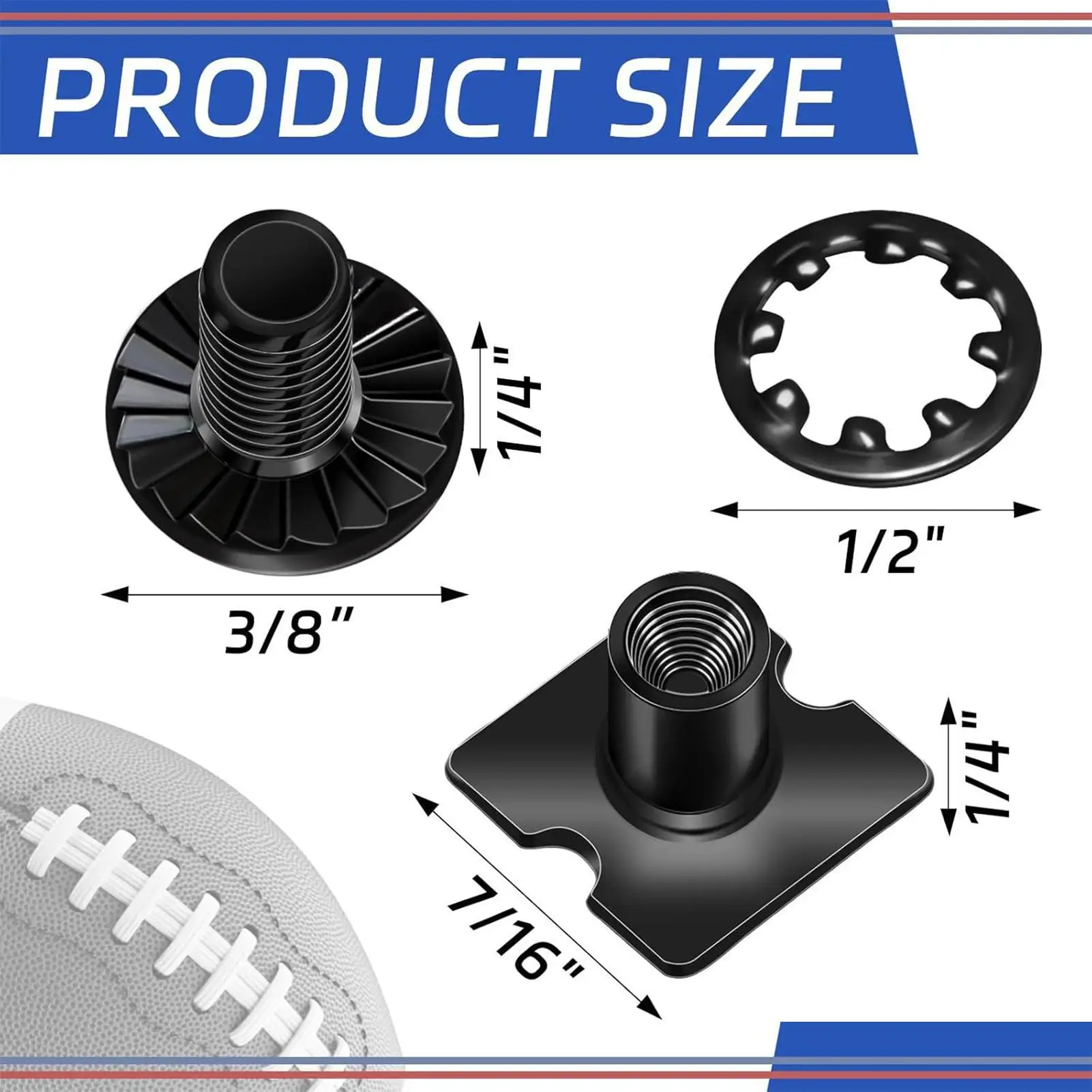 Sports Gear Backplate Screws for Football Helmet, Durable Replacement Fasteners for College, Game, Training & Outdoor