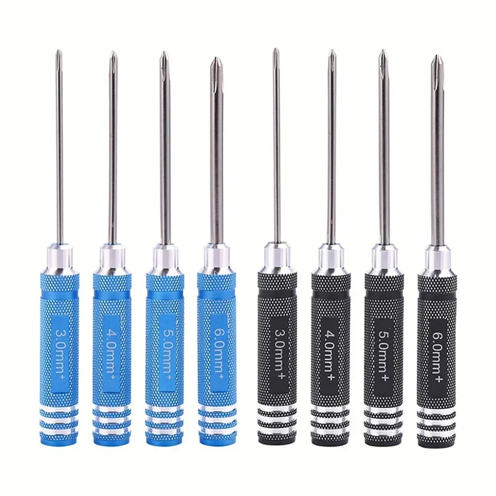 4pcs Cross Screwdriver 3/4/5/6mm Non-slip Aluminum Alloy Handle Precision Screwdriver Wrench Tool Kit For RC Helicopter Tools