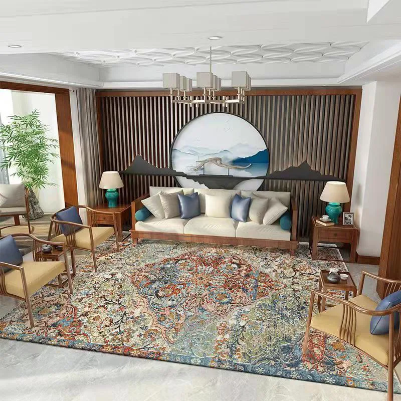 

Retro Persian carpet ethnic style living room tea table big carpet bedroom bedside carpet covered with floating window Mat Carpe