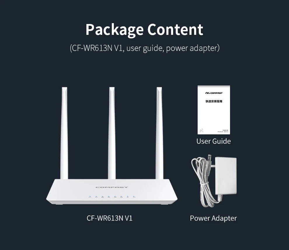 Router wifi Ccf-wr613n v1, repetidor com porta 4 x rj45, 802.11b/n, 2.4g, 300mbps, 3 antenas, cobertura doméstica