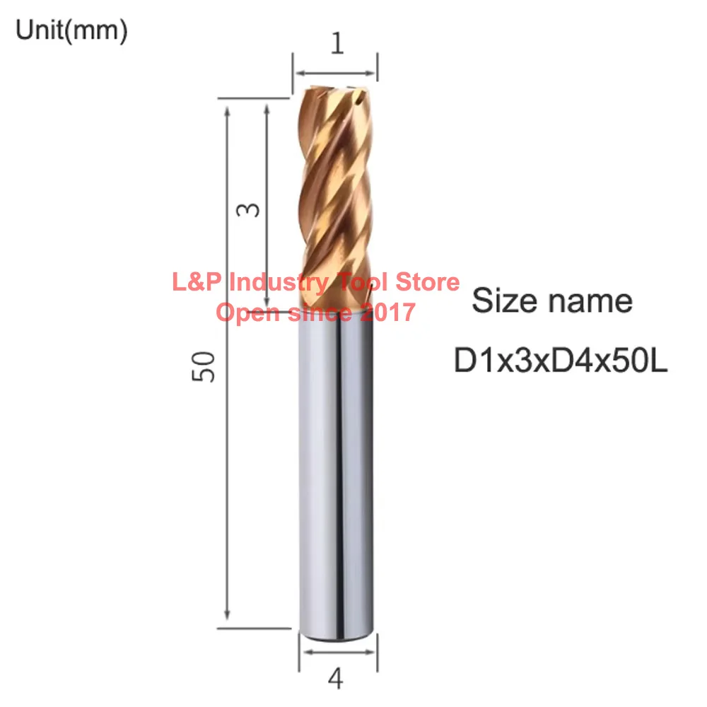HRC60 เครื่อง CNC Milling CUTTER 4 สี่ฟันขลุ่ยใบมีดคาร์ไบด์ FLAT End Mill Shank Router เจาะโลหะ Bits เครื่องกลึงอุปกรณ์เสริม