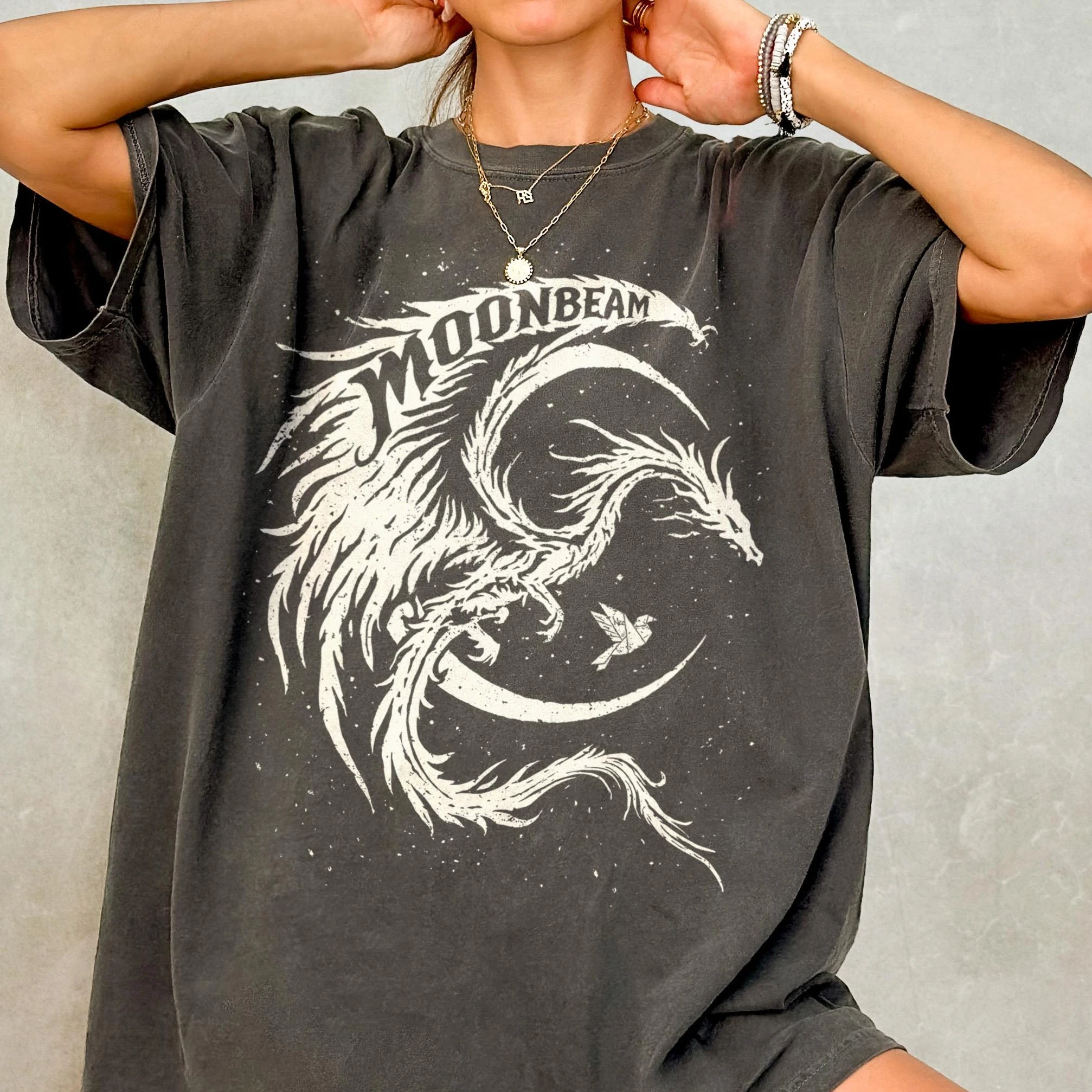 Moon Hatching T-shirt, Bookish Printed Pattern T-shirt, Caen Wagoron T-shirt, Romantic Novel Women's T-shirt