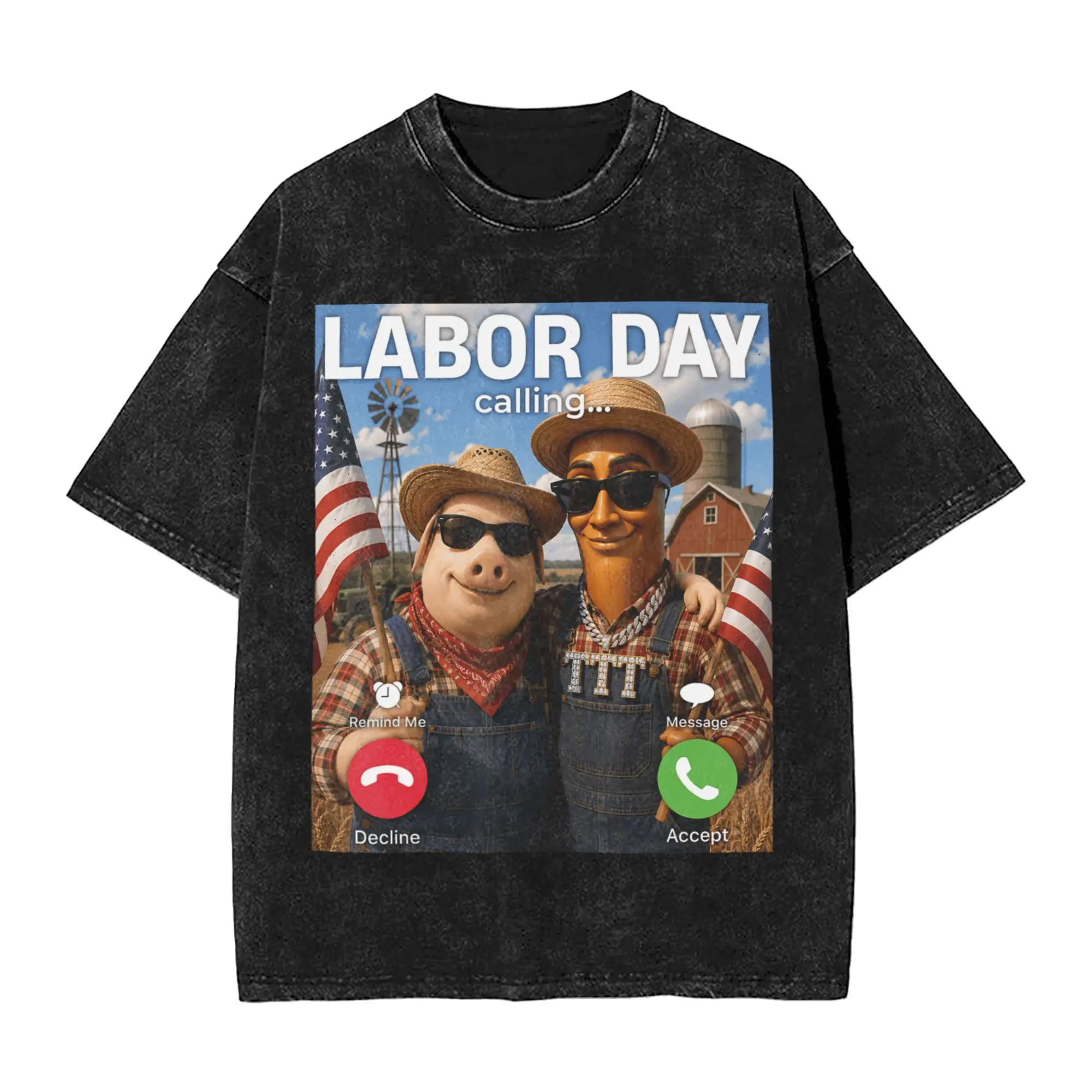 Men John Pork Tung Sahur Rural America Labor Day Funny Farmer T Shirts Top Tees Summer Vintage Short Sleeve T Shirt