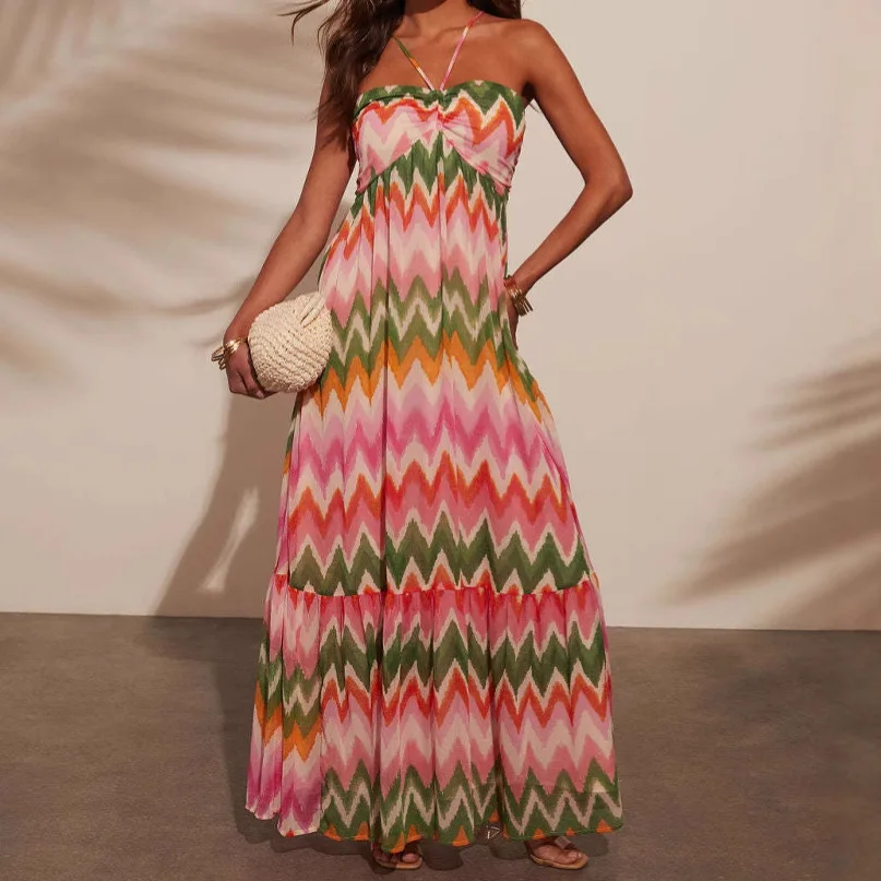 

Summer Women's Dress New Printed Sleeveless Suspender Sexy Loose Casual Travel Vacation Sundress Long Dresses vestidos
