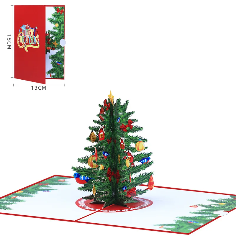 

Christmas Tree 3D Pop-up Greeting Card Christmas 3D Card Blessing Thanksgiving New Year Holiday Card