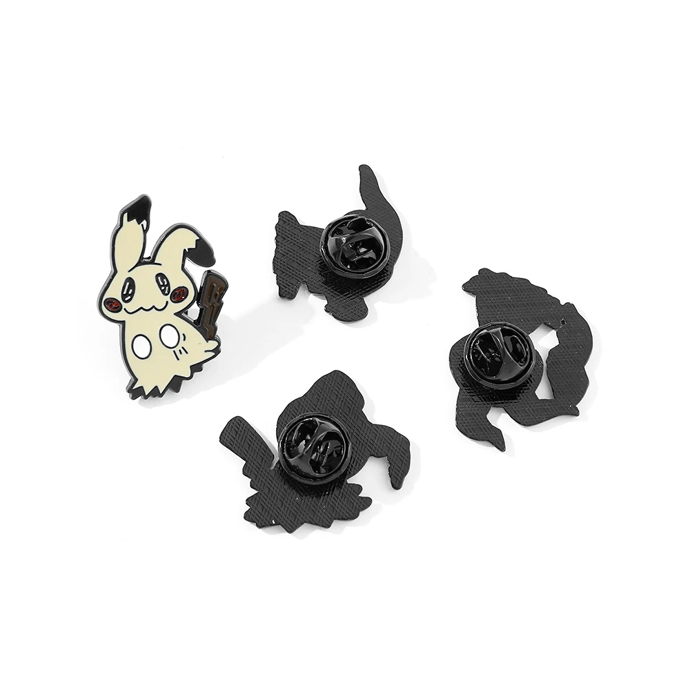4 pcs Cartoon Animal Breast Brooch Set Funny Mimikyu Enamel Pin Wallet Backpack Clothes Jewelry Metal Emblem Accessories Gift image 2