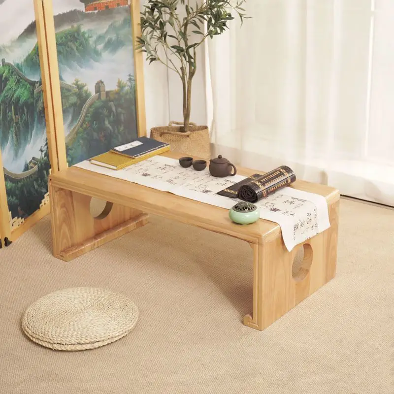 Japanese Vintage Indoor wood Furniture Asian Style Coffee Tea Living Room Low Table Rectangle 60*40cm Tatami Floor Table HW08