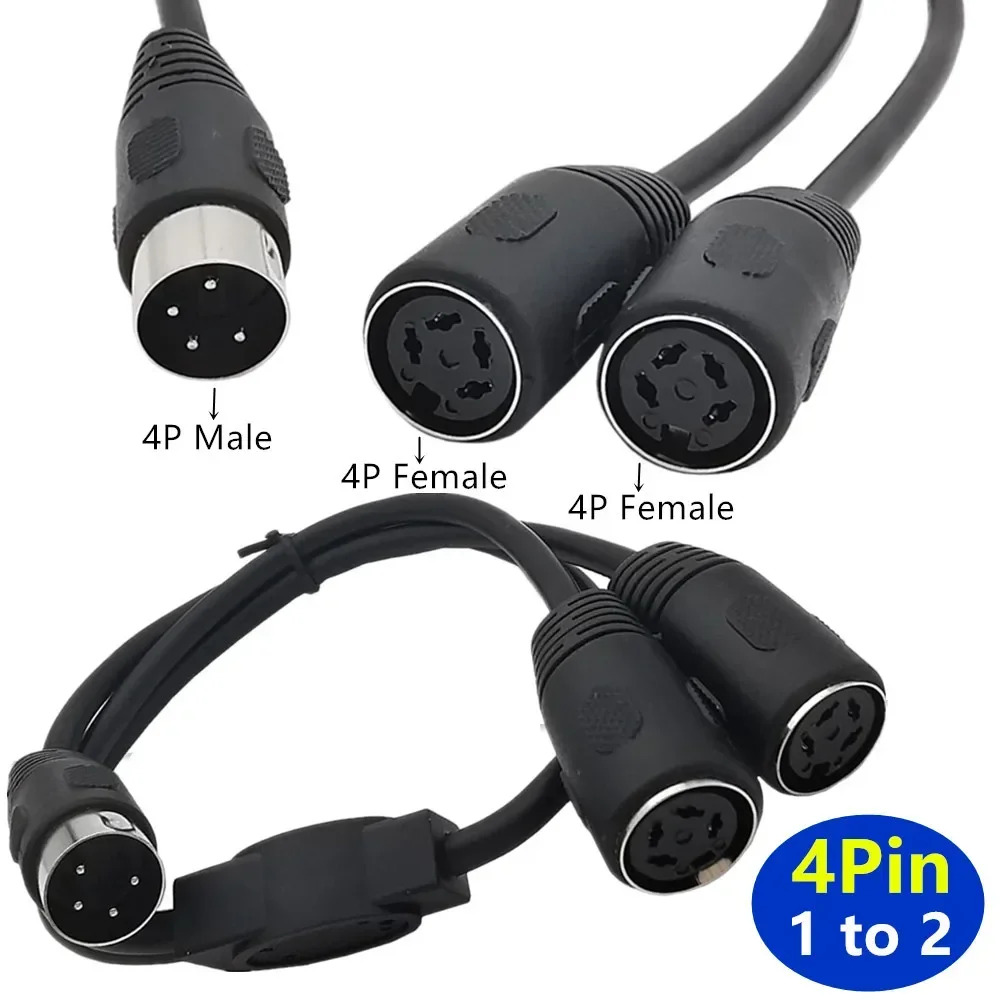 MIDI 4PIN 2 IN 1 Cable Converter 4 PIN MIDI DIN 1 Male Plug To 2x Female Adapter Cable Socket Y Splitter Adapter Cable 0.5m/50cm