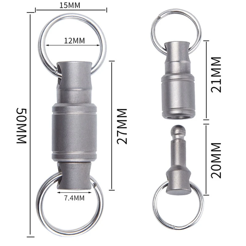 3Pcs Quick Release Keychain Titanium Swivel Clip Keychain With Titanium Carabiner And Keyrings