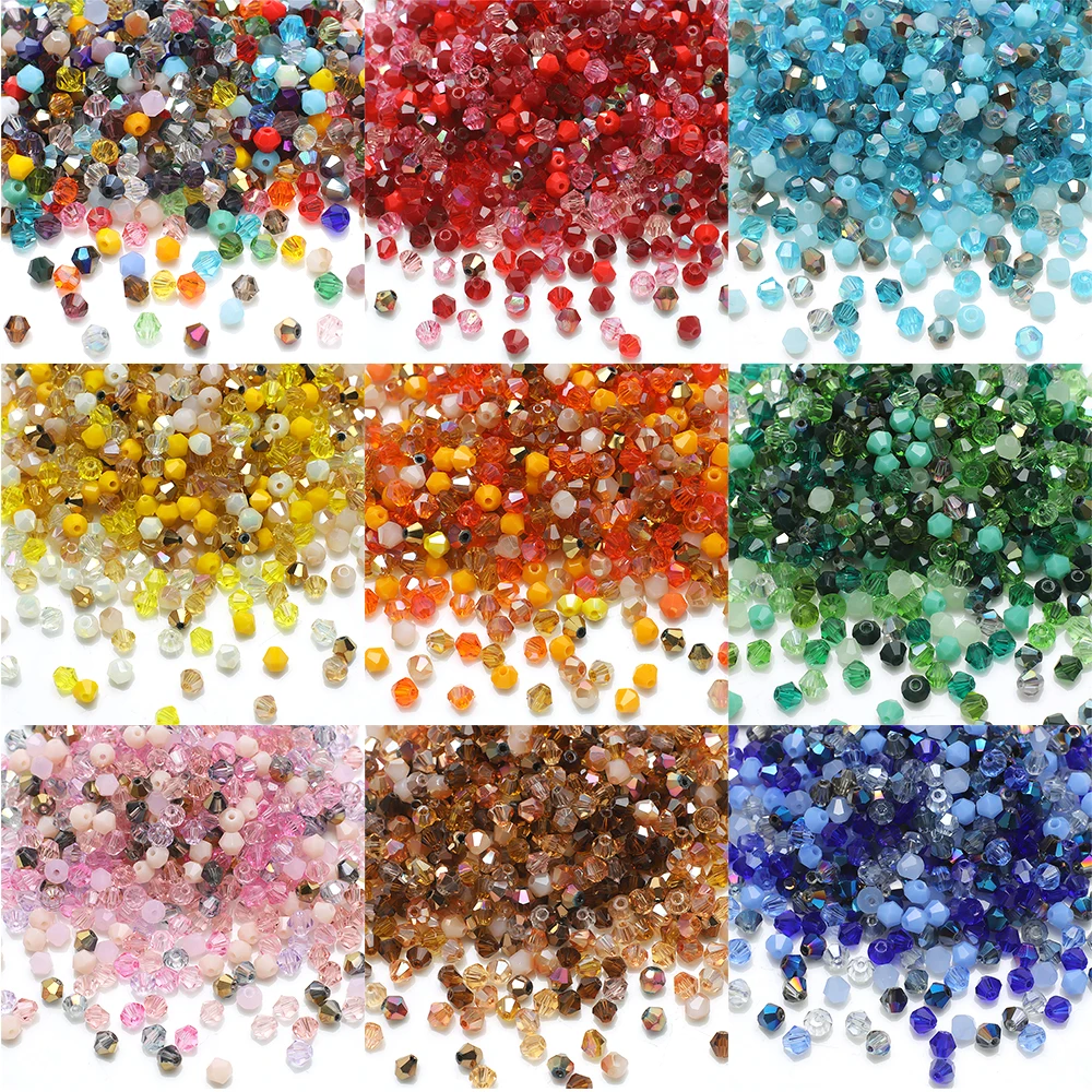 200 sztuk/partia 4MM Mutilcolor szkło Bicone w kształcie koraliki Faceted kryształ luźne koraliki do tworzenia DIY bransoletka Nacklace kolczyk biżuteria