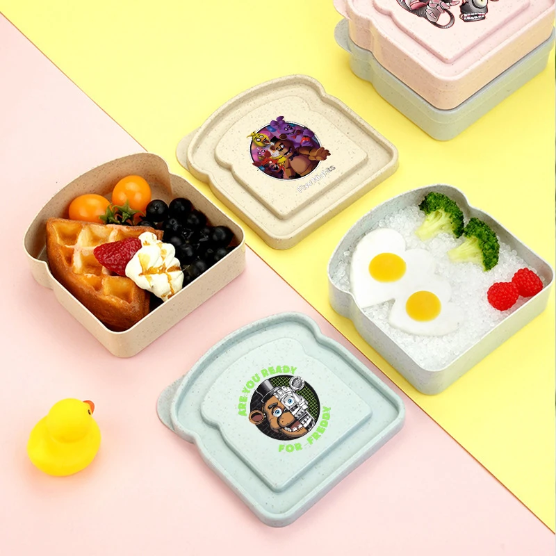 

Fnafs Bread Slice Box Cartoon Anime Lunch Box Large Capacity Portable Bento Box Outdoor Camping Fashion Toast Sandwich Case Gift
