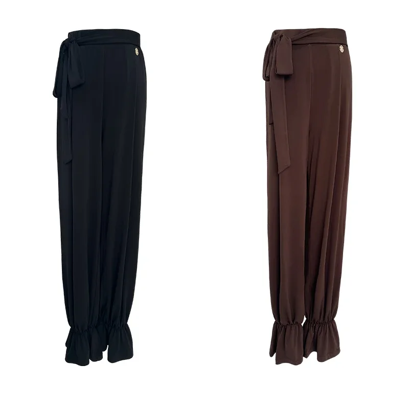 

Новые брюки для латинских танцев, женская одежда для вальса, бальных танцев, черные, коричневые брюки для латинских танцев, тренировочная одежда для ча-ча-румбы для взрослых