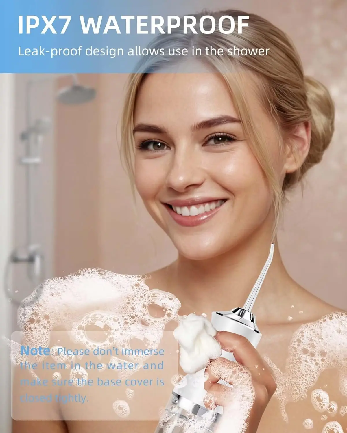 قطن الأسنان المائي - 4 طائرات 3 أوضاع جهاز تنظيف الأسنان بالماء اللاسلكي المحمول لتنظيف الأسنان، IPX7 مقاوم للماء عن طريق الفم