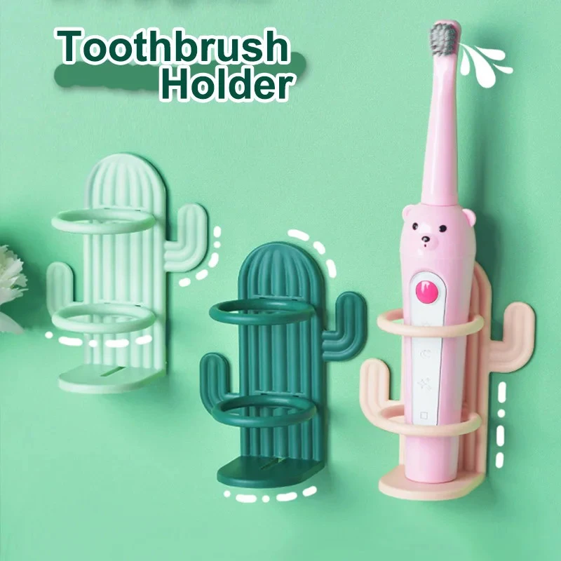 Cactus Electric Toothbrush Holder Wall Mounted Self-adhesive Storage Rack Razor Makeup Brush Comb Organizer Bathroom Accessories