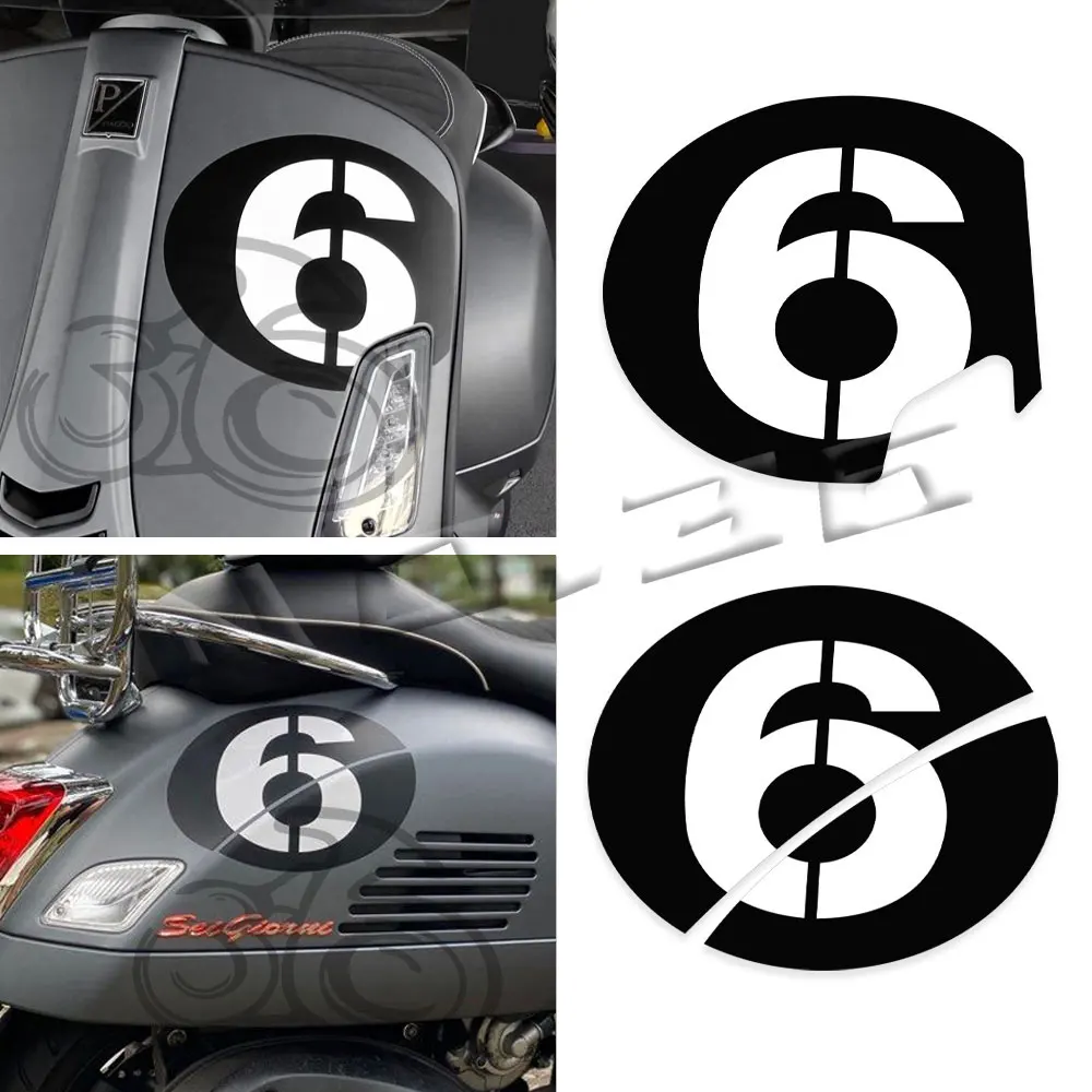 

3M Motorcycle Sticker Scooter Super "6" Decal Set Accessories Waterproof For Vespa Sei Giorni GT GTS GTL GTV 125-300cc