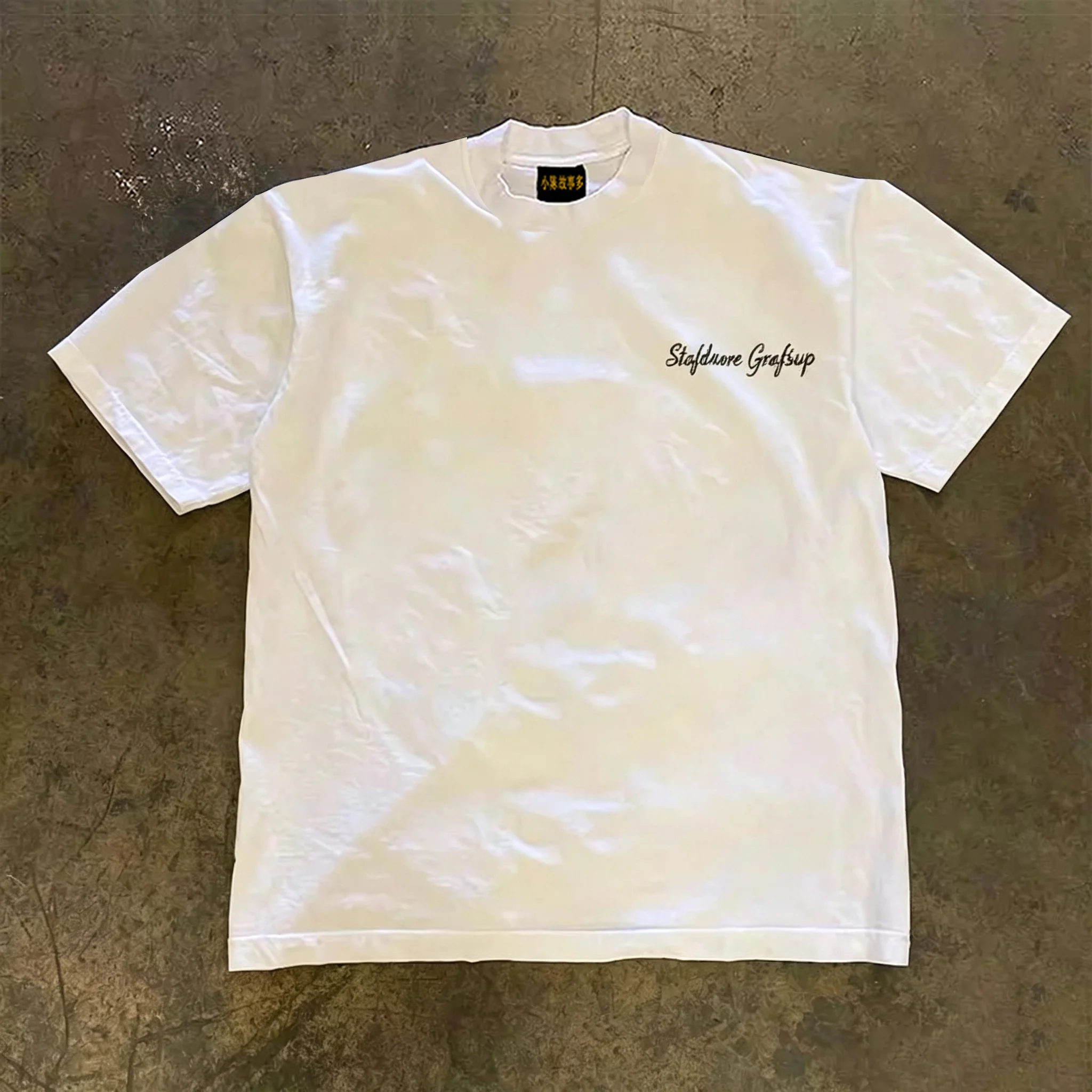 Double Thread Pure Cotton Short Sleeve T-Shirt Men's Loose Fit American Retro Style Breathable Summer Top for Couples