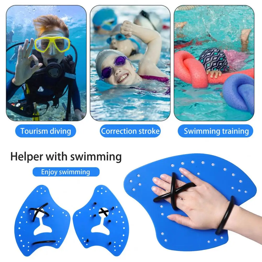 1 Pair Swimming Hand Paddle with Silicone Strap Holes Swimming Paddle Freestyle Swimming Fins Hand Paddles for Kids Adults