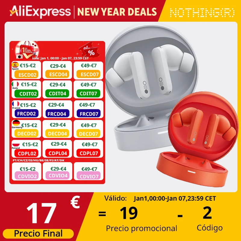 Versión Global CMF Buds Pro 45dB hybird Active Noise 11 Horas de Música NON-STOP Ultra Bass Technology buds Pro