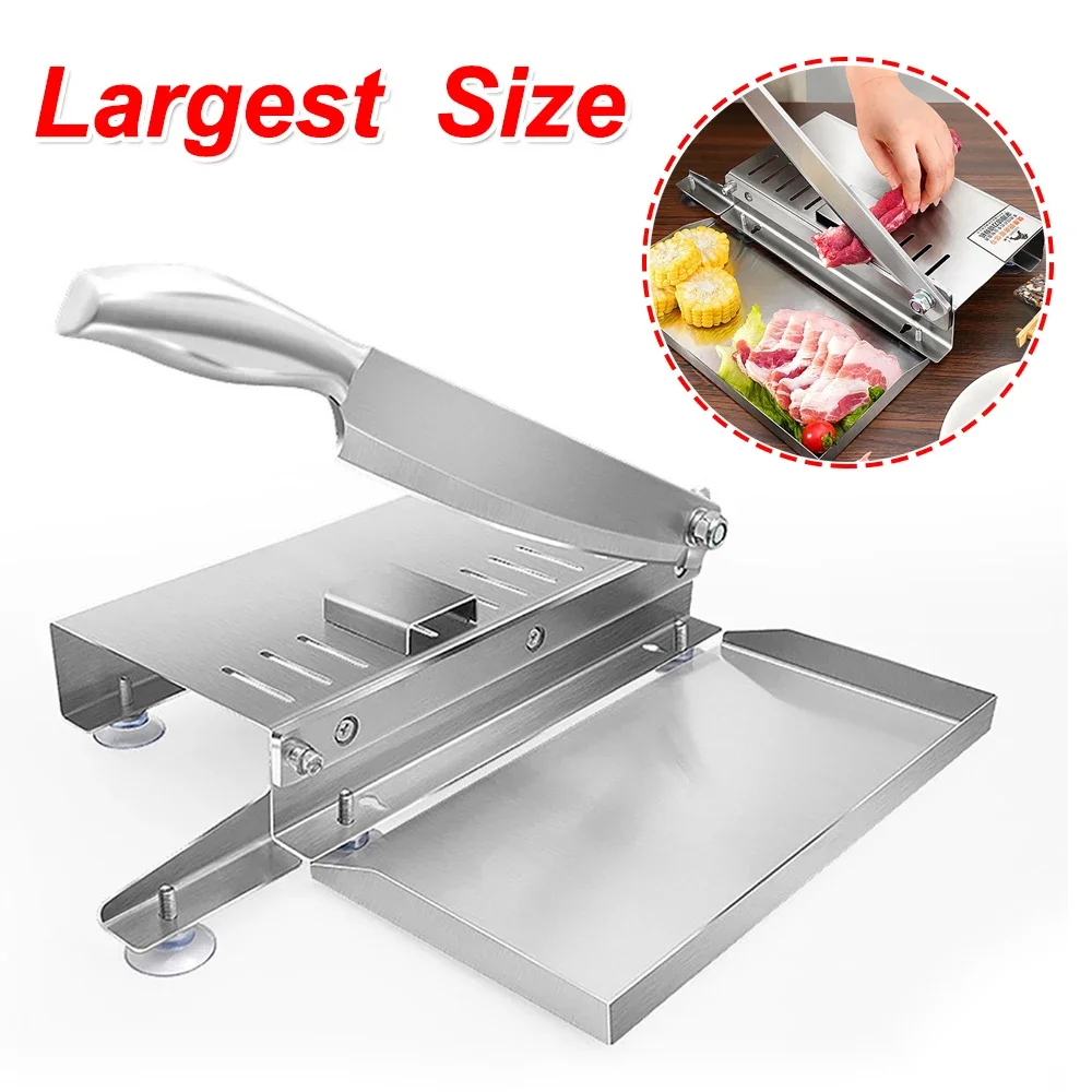 Stainless Steel Meat Slicer Household Kitchen Manual Meat Slicing Machine Adjustable Thickness Meat and Vegetables Slicer Gadget