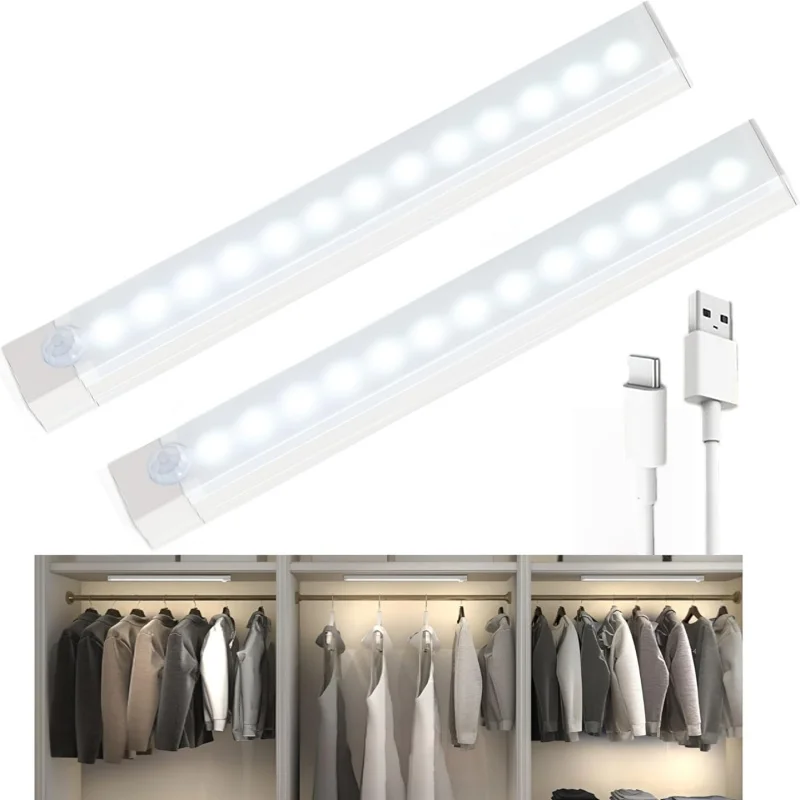 20CM LED Bar Lights USB Rechargeable Motion Sensor Night Light Portable Induction Cabinet Light for Kitchen Wardrobe Stairs