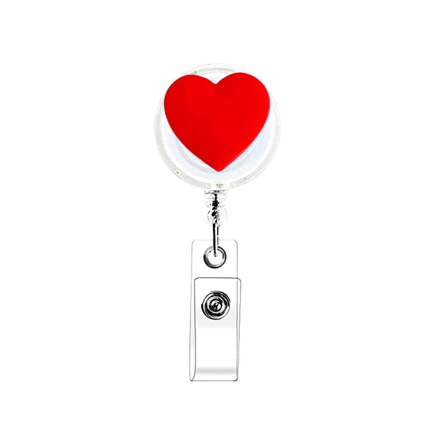 Heart Acrylic Retractable Badge Reel Clip Expandable Cartoon Easy To Pull Buckle Cute Student Id Card Badge Holder