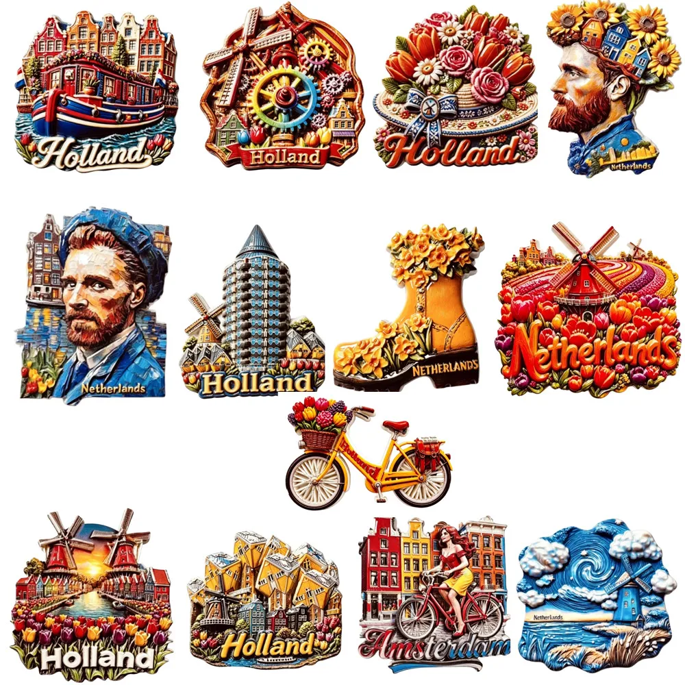 Europe Netherlands Holland Amstendam  Etc. 3D Fridge Magnets Tourism Souvenir Refrigerator Magnets Sticker