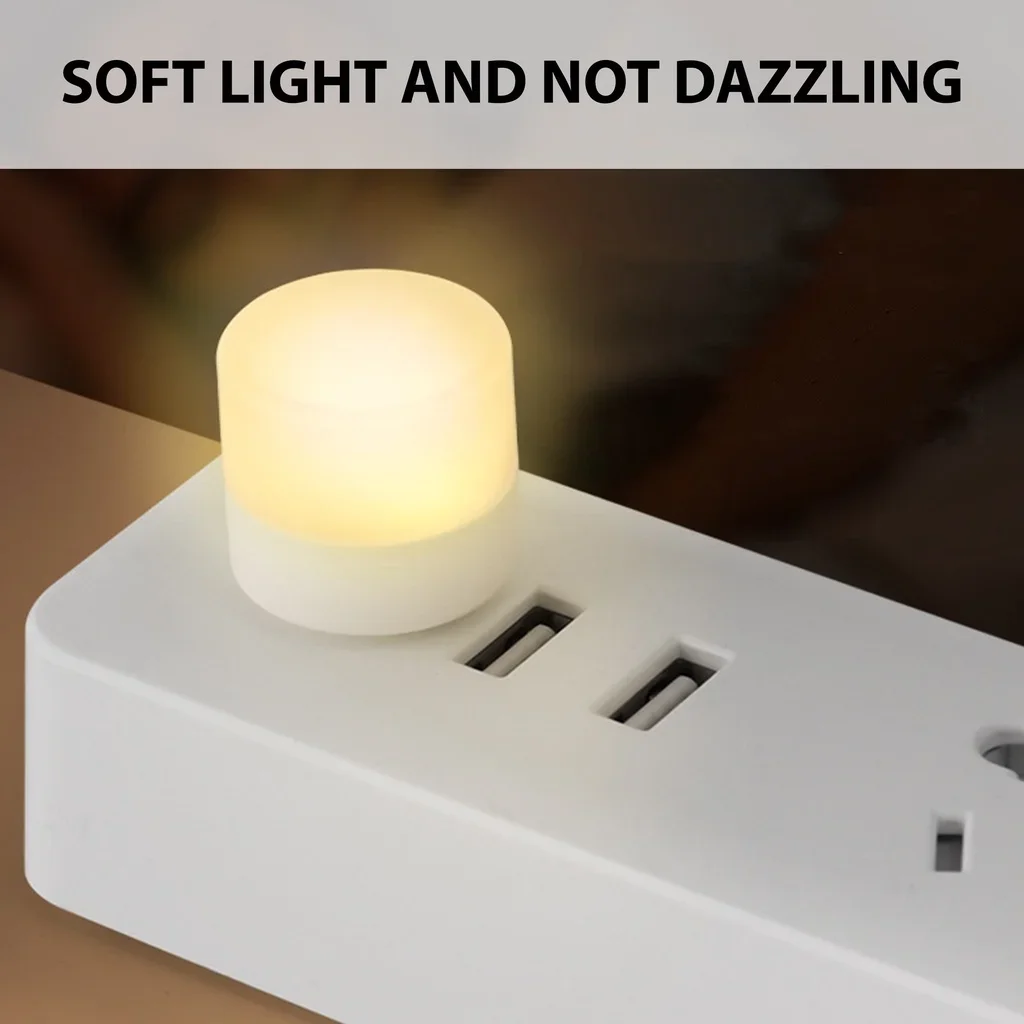 1/10Pcs Mini USB Night Light Warm White Eye Protection Book Reading Light USB Plug Computer Mobile Power Charging LED Night Lamp