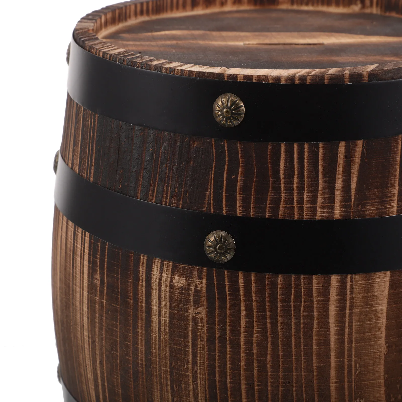 Wood Piggy Bank Rustic Oak Barrel Shape Large Decorative Money Saving Box for Study Living Room Wood Piggybank for