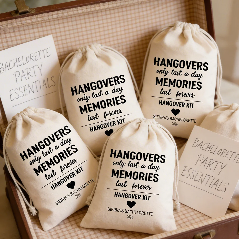 5pcs personalized Wedding Hangover Kit Bridal Party Favor Hangover Recovery Kit Bags for Bride Tribe Bachelorette Party Supplies