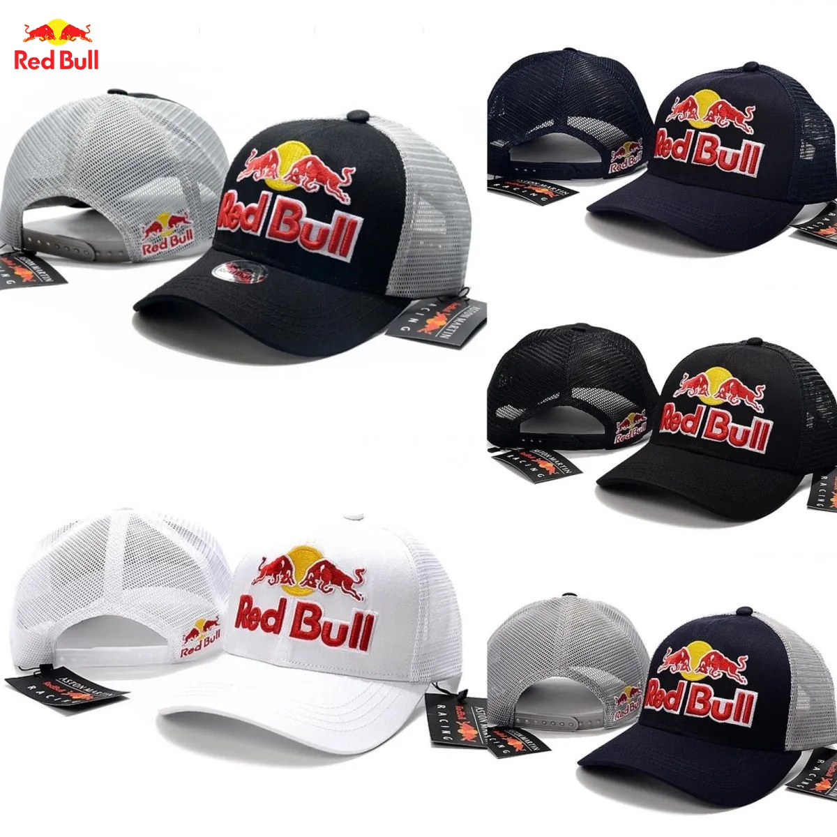 Moda Primavera Autunno Outdoor Sport regolabile Casual Protezione solare Cappello Lettera ricamata Red Bull F1 Berretto da baseball da corsa