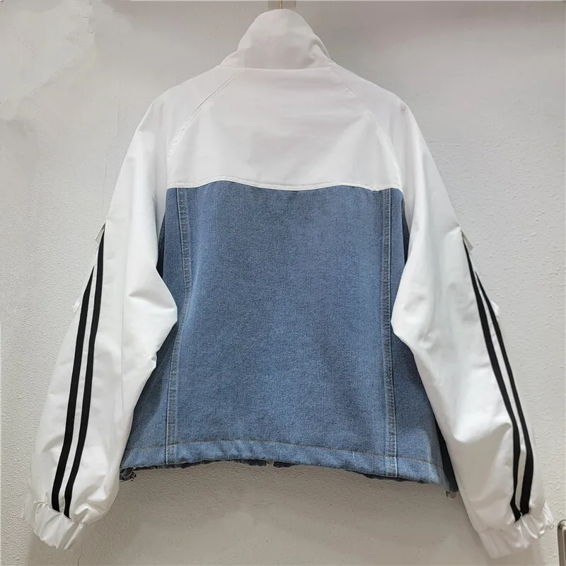 ANJY Autumn Winter New Women's Elegant Fresh Denim Jacket Fashion Niche 24 Letter Multi-Pocket Contrast Color Design Coat A12990