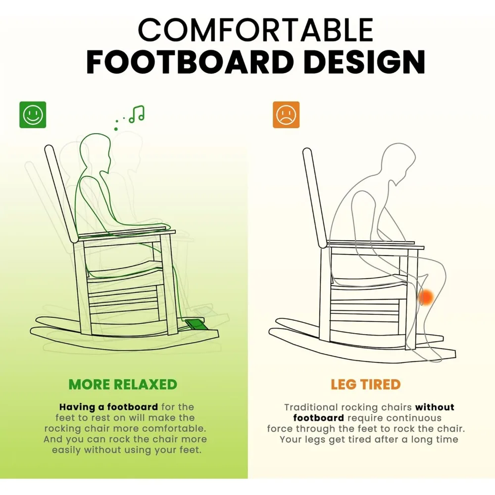 Outdoor Rocking Chairs Set of 2 - Heavy Duty HDPE Patio Porch Rocker with 380lbs Capacity for Adults, Grey, Ideal for Relaxation