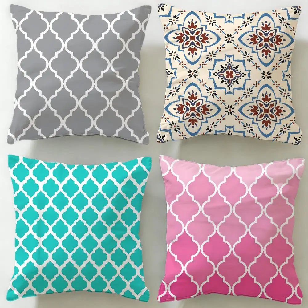Moroccan Pattern Cushion Cover Soft & Easy-Wash Pillow Case – Versatile for Couch, Bed, Travel and Office