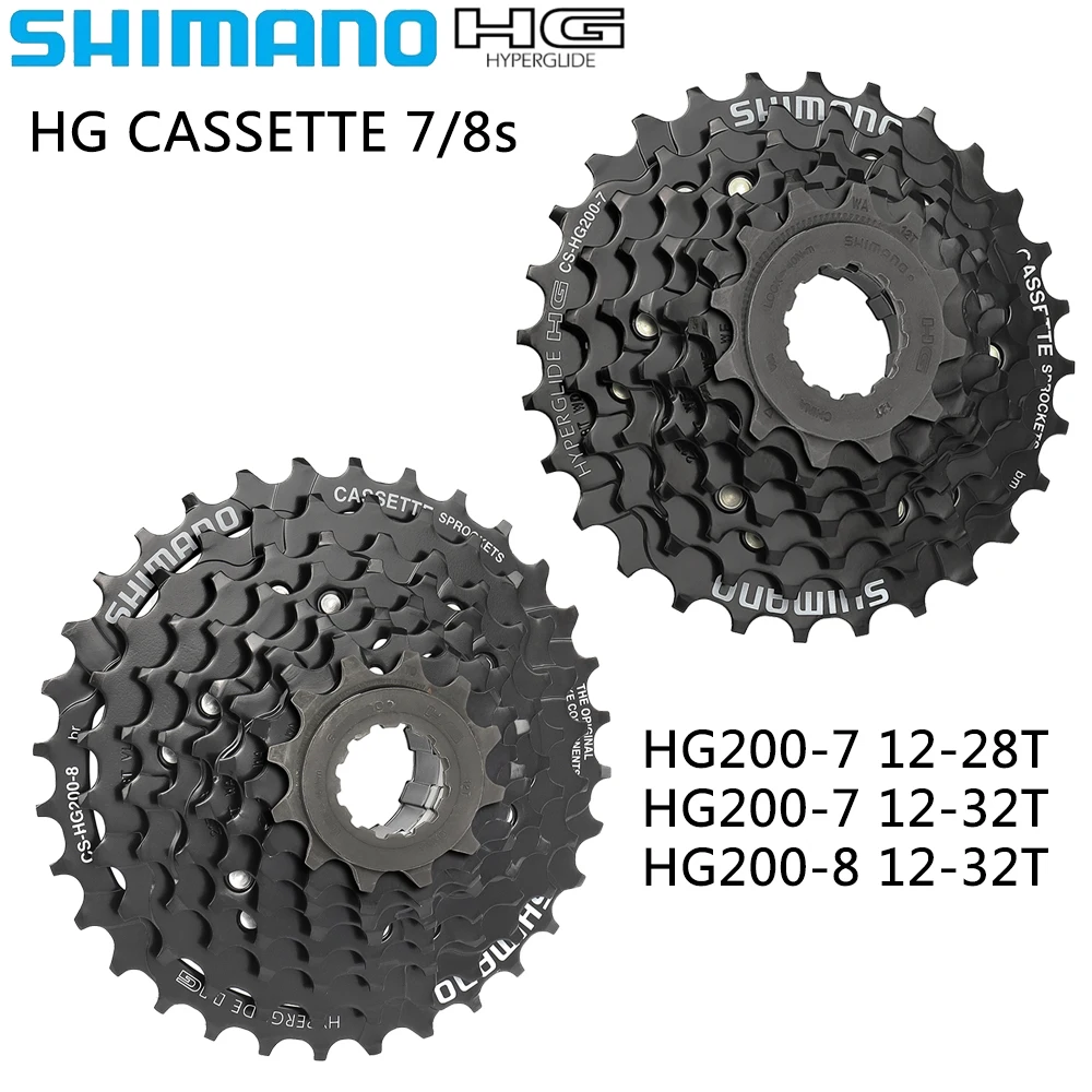 SHIMANO TOURNEY CS-HG200 7/8 Speed HG Cassette Sprocket 12-28T 12-32T Black Freewheel for Mountain Bike Original Parts