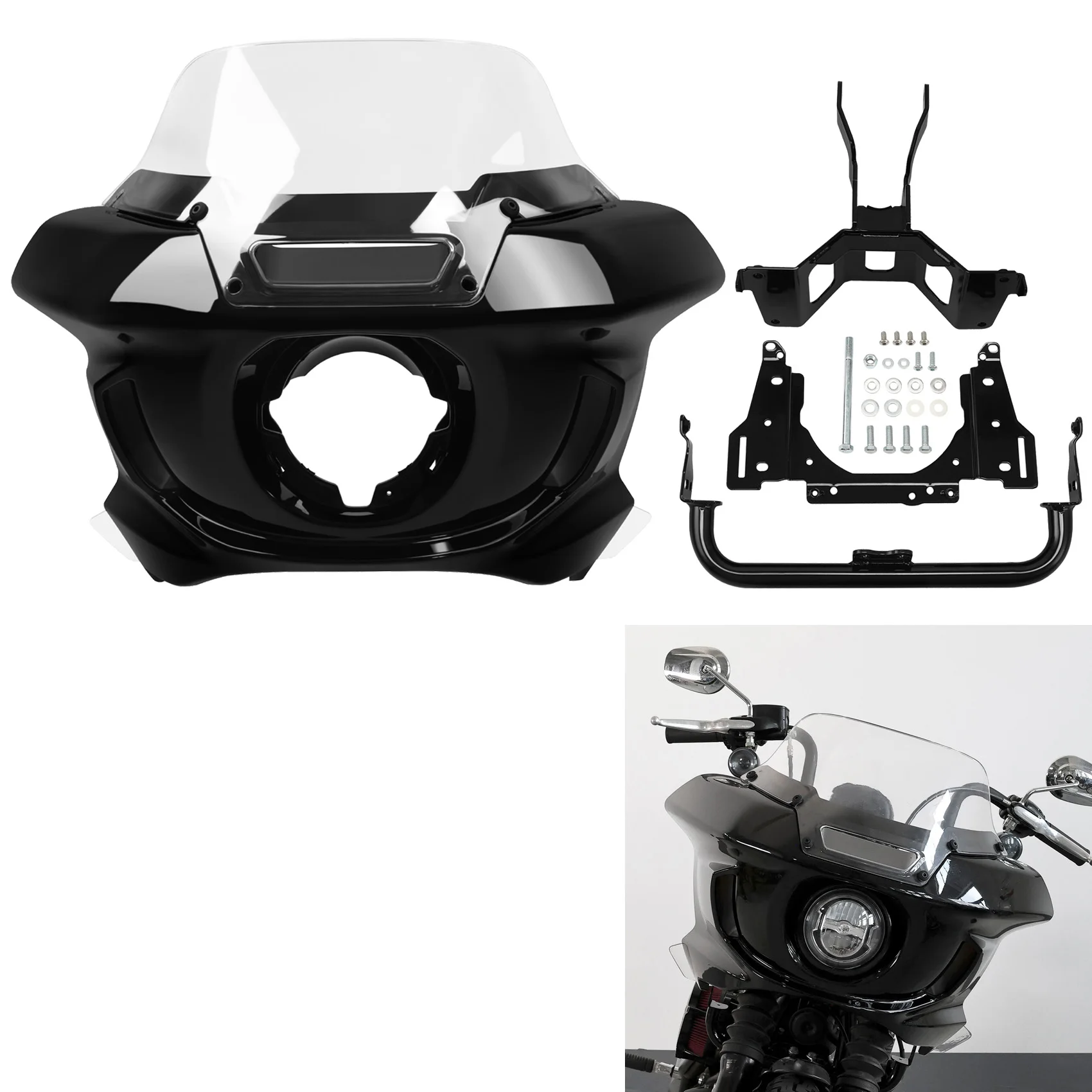 Headlight Fairing Windshield Bracket Mount For Harley Street Bob FXBB Low Rider FXLR S FXLRS 2018-2024 Standard FXST 2020-2024