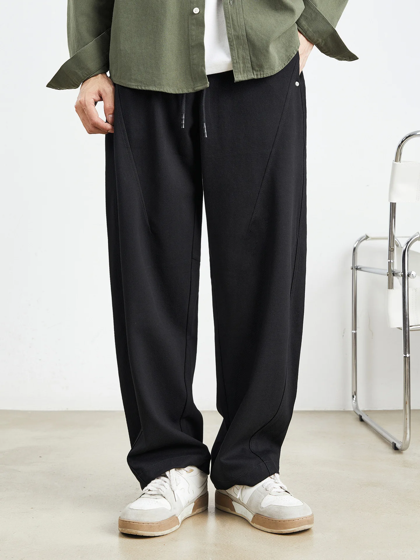 Yizhi Men's American Casual Pants Men's Summer and Autumn New Straight Scimitar Overalls High-end Wide-leg Pants Thin