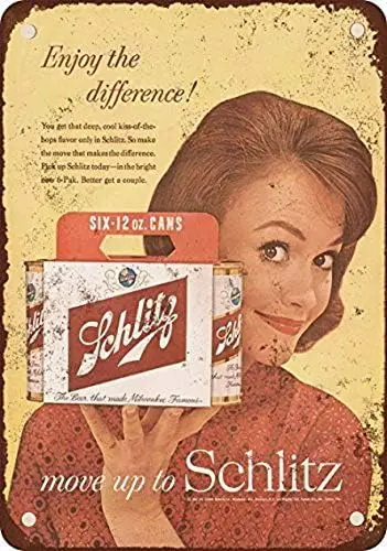 1961 Schlitz Beer 6-Packs Vintage Look Reproduction Metal Tin Sign 12x8 Inches