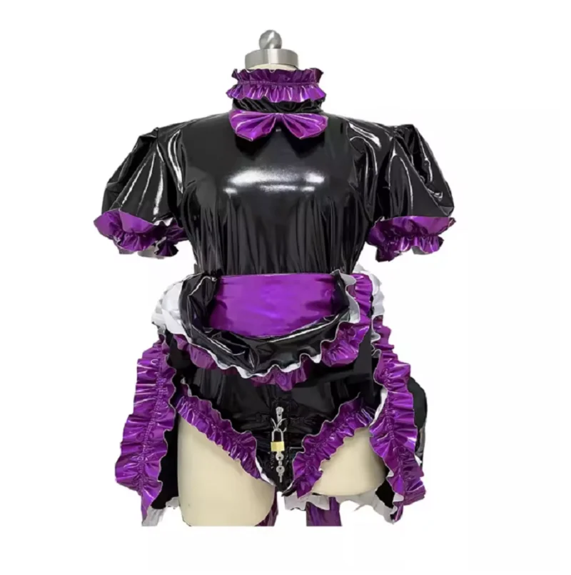 

Sissy maid Black pvc lockable Dress cosplay costume Tailor-made
