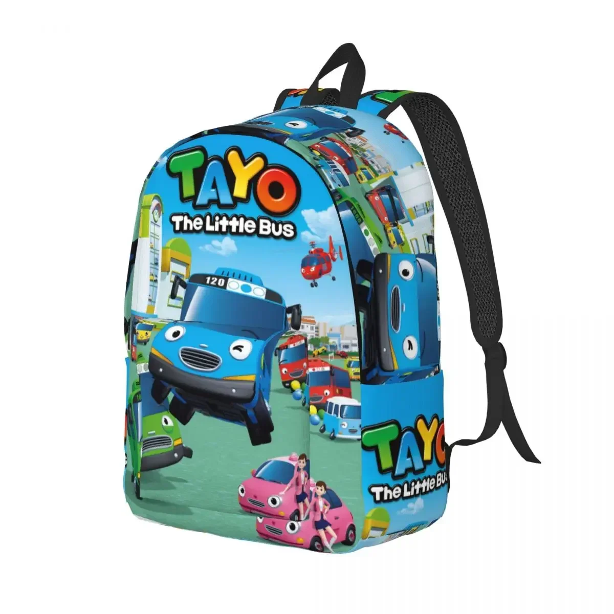 Custom Bag Tayo The Little Bus Child Backpack Men Women Casual High School Business Daypack Korea Cartoon Anime College Canvas B