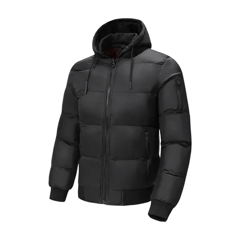 Man Down Jacket Winter Simple Solid Color Long Sleeve Male Coat Thicken Warm Loose Casual Detachable Hooded Men Outerwear