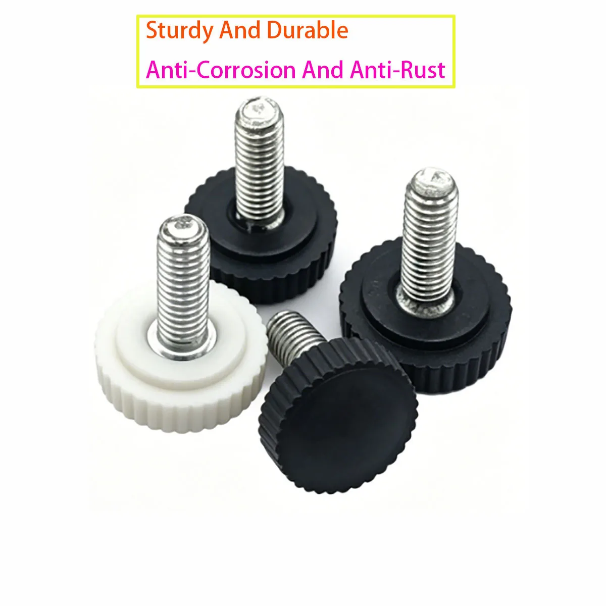 Black/white Round Head Embossed Rubber Thumb Screw M4 M5 M6 Round Head Handle Screw Plastic Fastening Bolt
