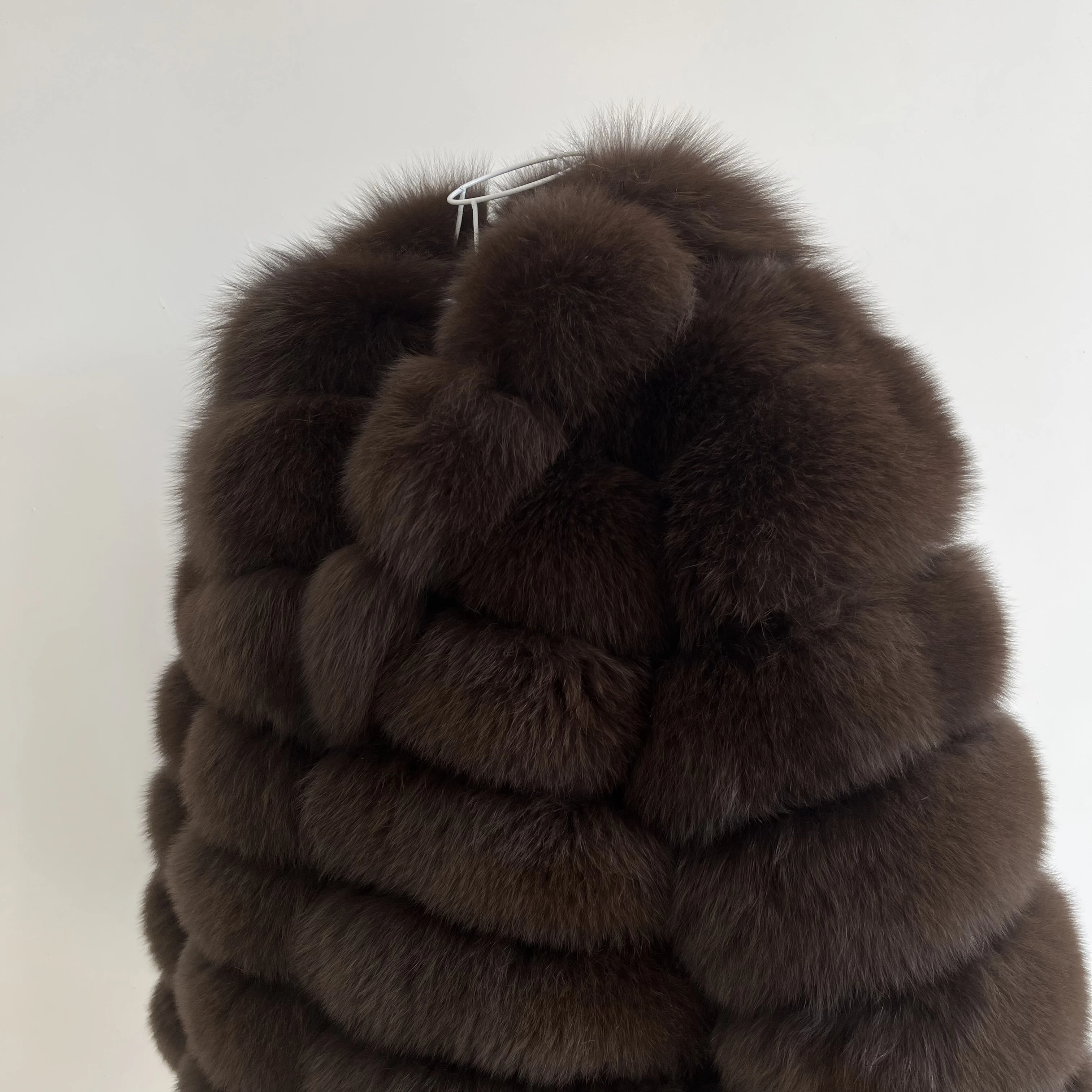 2024 Lapel Natural Genuine Fox Fur Mid-Length Coat Women\'s Warm Winter Jacket Vest Luxurious Furry Coat Removable Sleeves Autumn