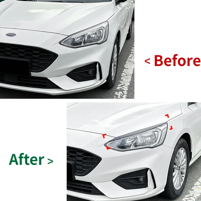 Pair Auto Headlights Eyebrow Eyelids Trim Sticker Cover Exterior For Ford Focus MK4 2019 2020 2021