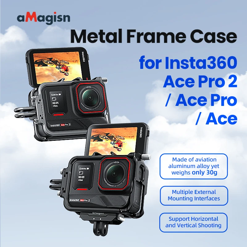 

Металлическая каркасная клетка для Insta360 Ace/ACE Pro 1/2, корпус из алюминиевого сплава, силиконовая крышка объектива, крепежный кронштейн, аксессуар для камеры
