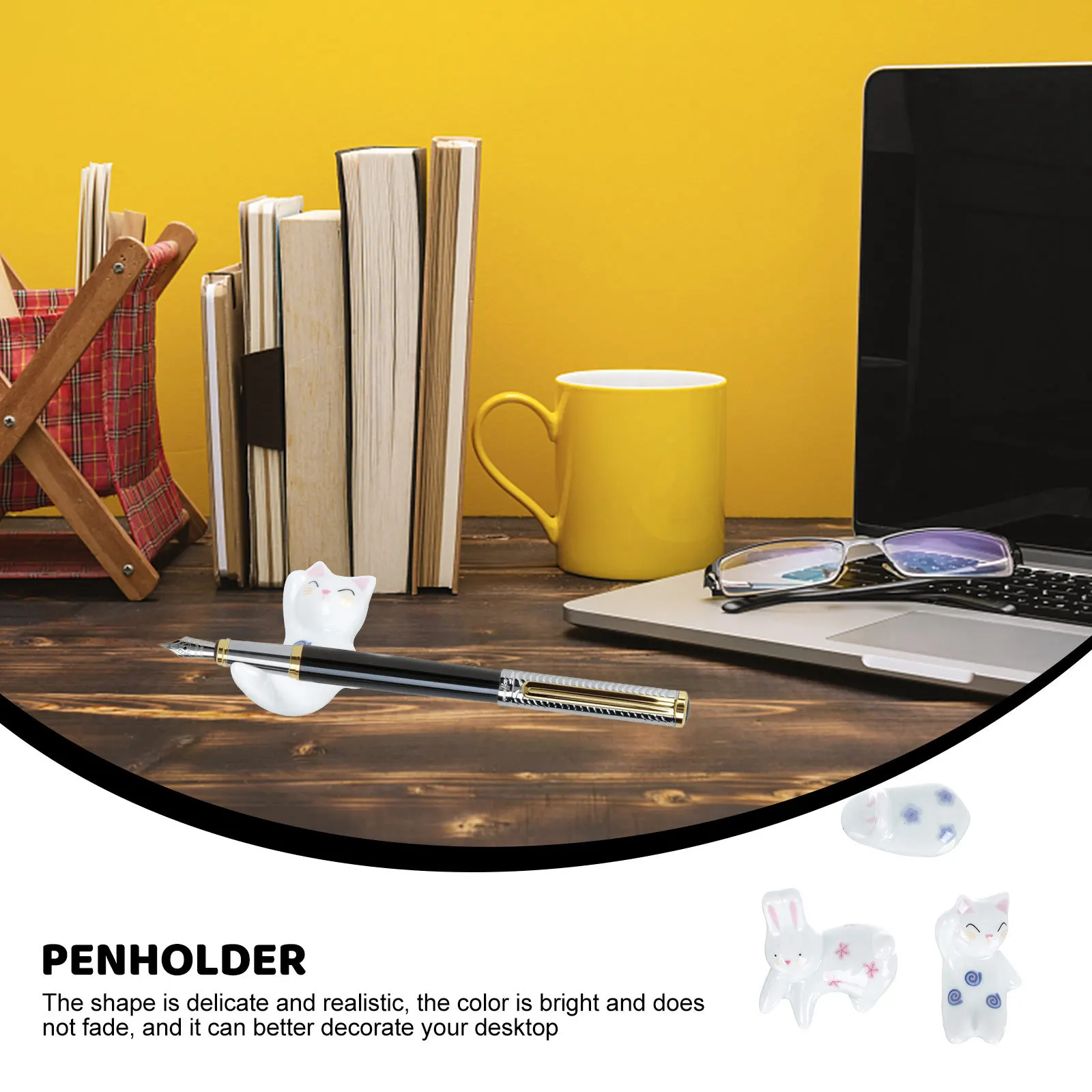 

3Pcs Ceramic Chopstick Rest Creative Cat Bunny Shape Practical Cutlery Holder Table Decoration for Restaurants