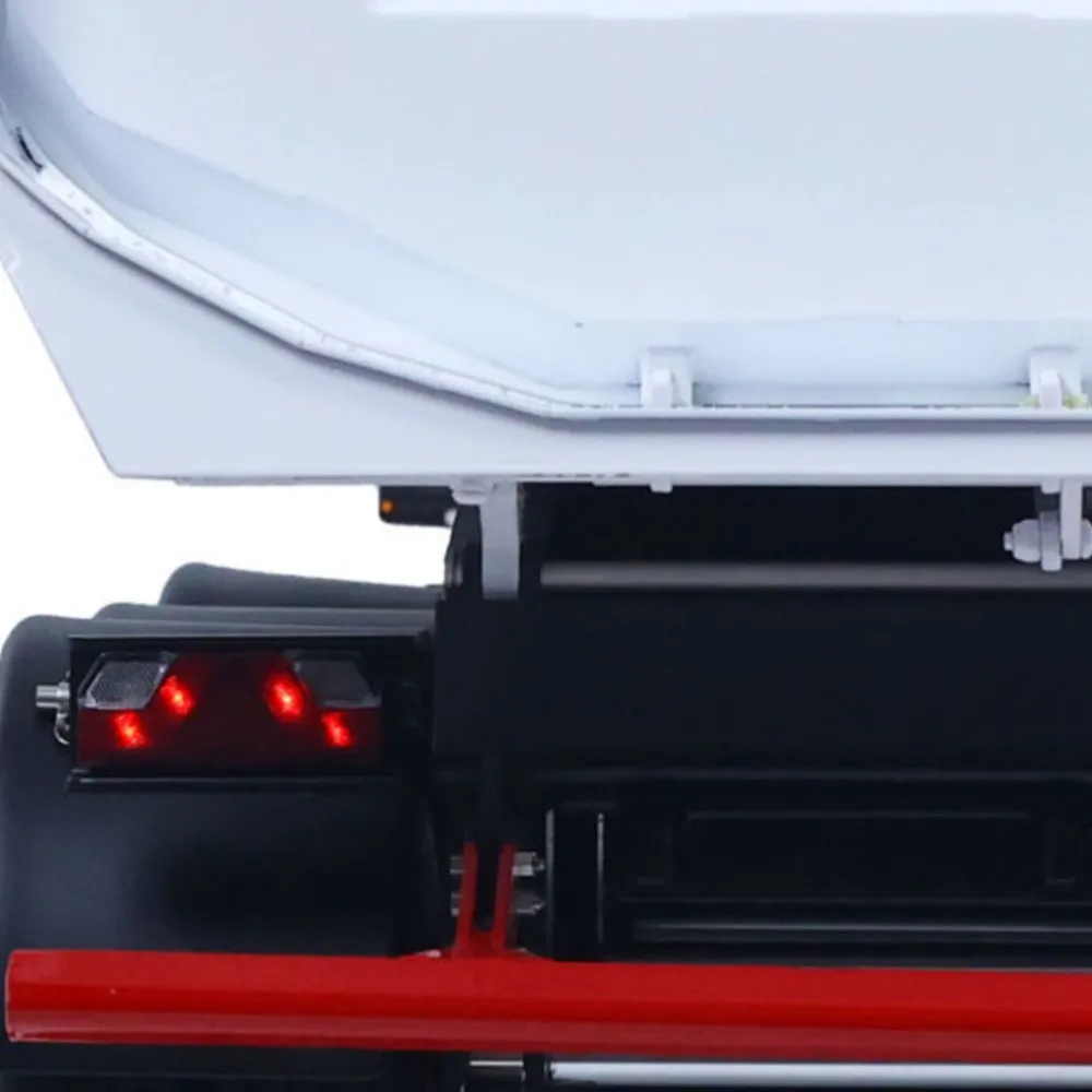 

1/14 LESU металлический 3 оси гидравлический самосвал полуприцеп U-образное ведро для DIY TAMIYA пульт дистанционного управления трактор грузовик система освещения